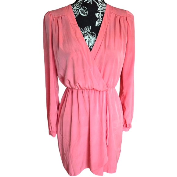 Tobi Faux Wrap Pink Mini Dress | M - Picture 1 of 10